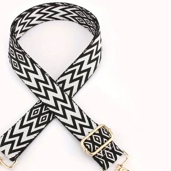 Belt/Shoulder Bag Strap Adjustable Replacement Strap Accessory Black and White - Picture 4 of 8